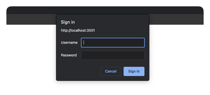 Basic authentication interface.